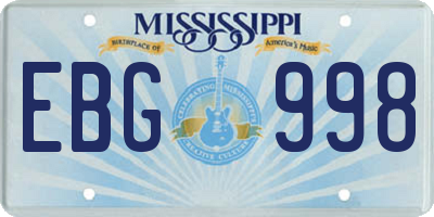 MS license plate EBG998
