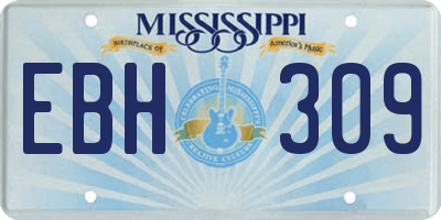MS license plate EBH309
