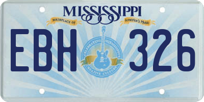 MS license plate EBH326