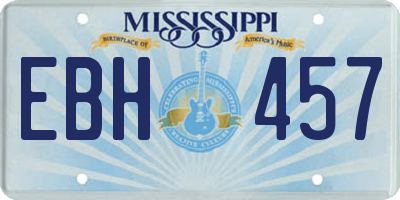 MS license plate EBH457