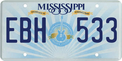 MS license plate EBH533