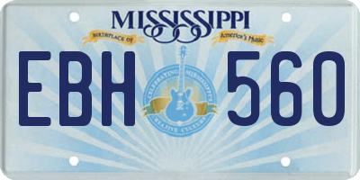 MS license plate EBH560