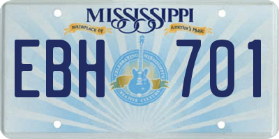 MS license plate EBH701
