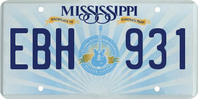 MS license plate EBH931