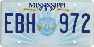 MS license plate EBH972