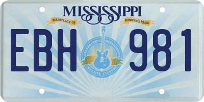 MS license plate EBH981
