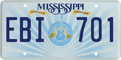 MS license plate EBI701