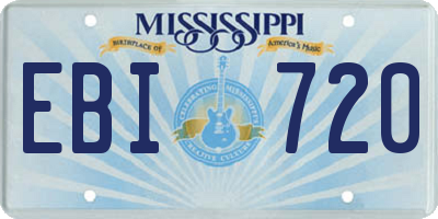 MS license plate EBI720