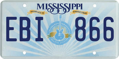 MS license plate EBI866