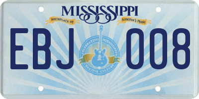 MS license plate EBJ008