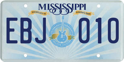 MS license plate EBJ010