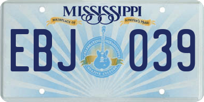MS license plate EBJ039