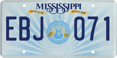 MS license plate EBJ071
