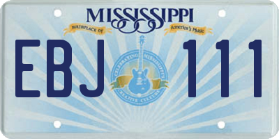 MS license plate EBJ111