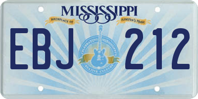 MS license plate EBJ212