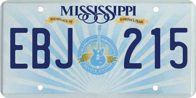 MS license plate EBJ215