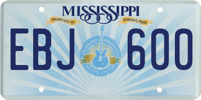 MS license plate EBJ600