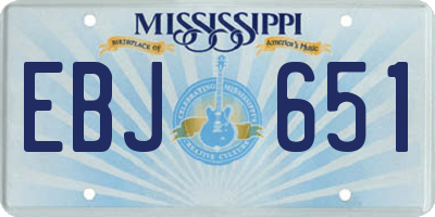 MS license plate EBJ651