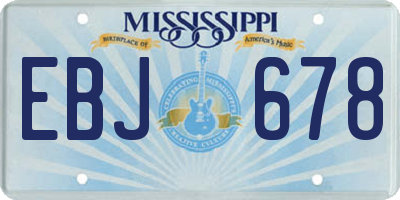 MS license plate EBJ678