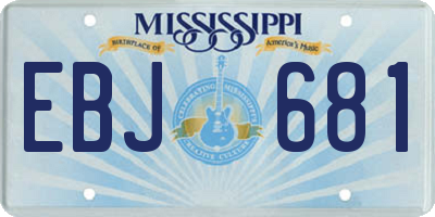 MS license plate EBJ681