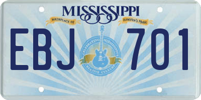 MS license plate EBJ701