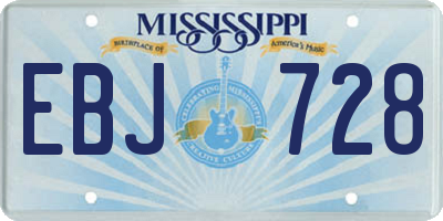 MS license plate EBJ728