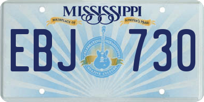 MS license plate EBJ730