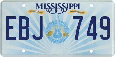 MS license plate EBJ749
