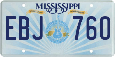 MS license plate EBJ760