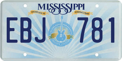 MS license plate EBJ781