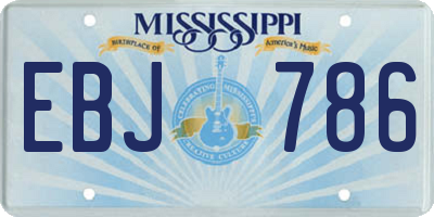 MS license plate EBJ786