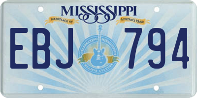 MS license plate EBJ794