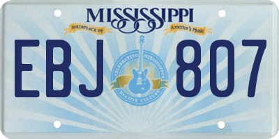 MS license plate EBJ807