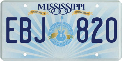 MS license plate EBJ820