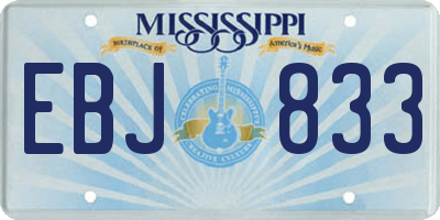 MS license plate EBJ833