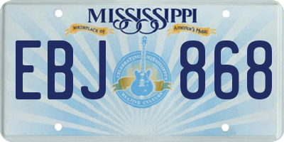 MS license plate EBJ868