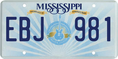MS license plate EBJ981
