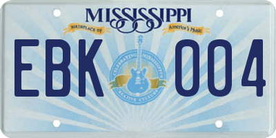 MS license plate EBK004