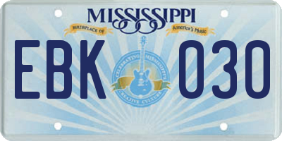 MS license plate EBK030