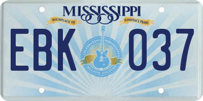 MS license plate EBK037