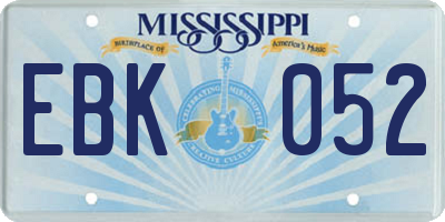 MS license plate EBK052