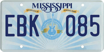 MS license plate EBK085