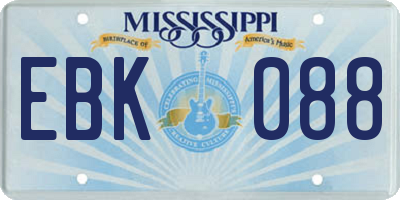 MS license plate EBK088