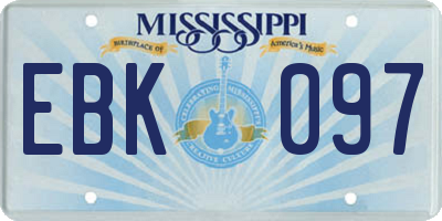 MS license plate EBK097