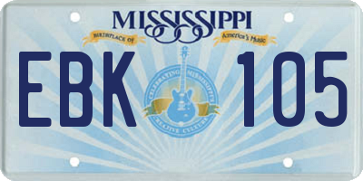 MS license plate EBK105