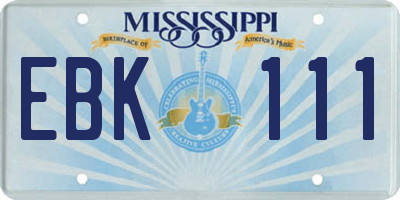 MS license plate EBK111
