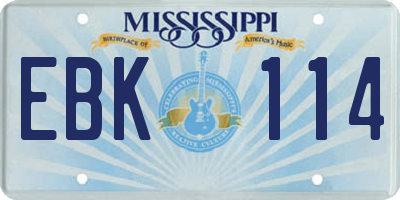 MS license plate EBK114