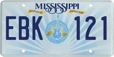 MS license plate EBK121