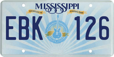 MS license plate EBK126