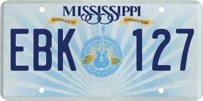 MS license plate EBK127